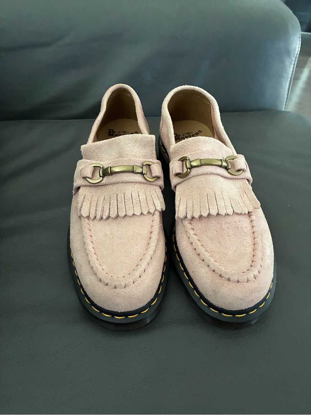 Dr. Martens Pale Pink Suede Adrian Loafers